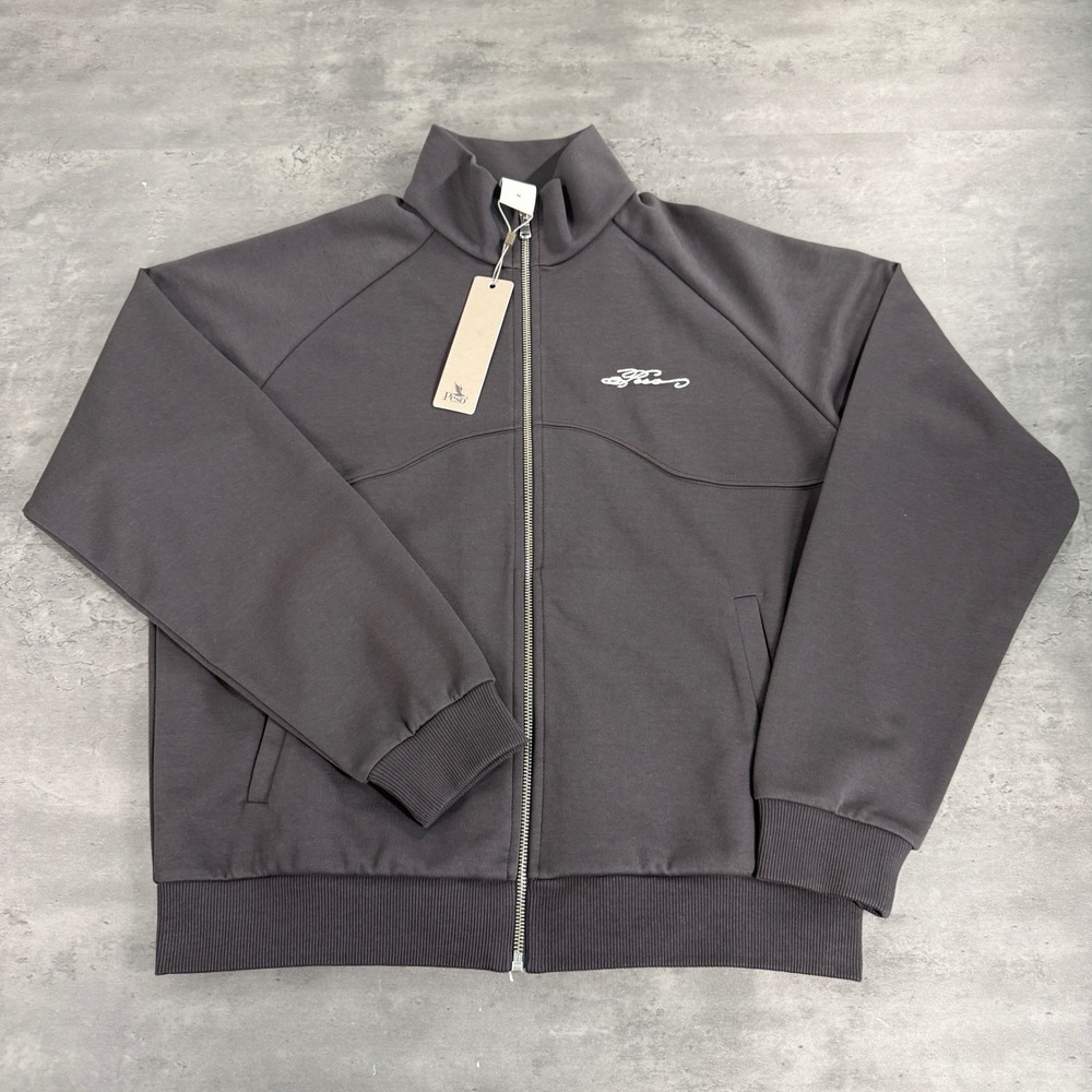 Peso Casa Trackjacket Men Medium Stone Grey Full Zip Embroidered Logo Streetwear